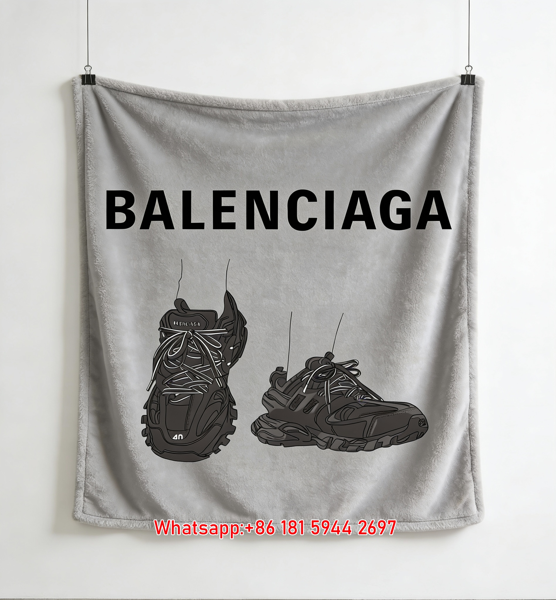 Balenciaga Sneaker Print Flannel Fleece Throw Blanket Sofa Cover BA343